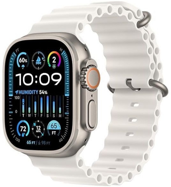 Apple Watch 울트라 2 [GPS + 셀룰러 49mm] - 화이트 오션 밴드가 있는 티타늄 케이스 원 사이즈(프리미엄 갱신), Apple Watch Ultra 2 GPS 셀룰러 49