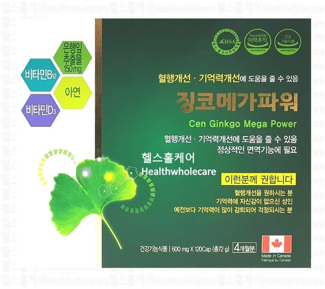 징코 메가파워 120캡슐 box, 1개, 120정 - 쿠팡