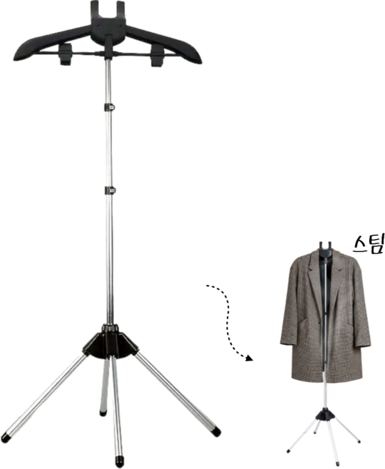 접이식 4발 스탠드 스팀다리미 옷걸이 거치대, 블랙, 1개