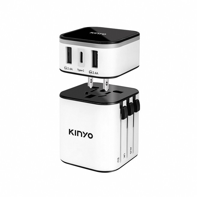 KINYO 多合一旅行萬國轉接頭 MPP-3456-1 萬國旅充 USB Type-C 轉接頭, 白色, 1個, 370mm