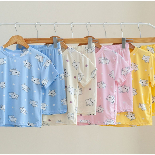 여름내복 반팔세트 강아지 아동 유아 키즈 주니어 반팔내복 반팔 여름내복 실내복 홈웨어 피치내복 잠옷 주니어내복 아동실내복 초등내복 파티복 단체복 민트색처럼