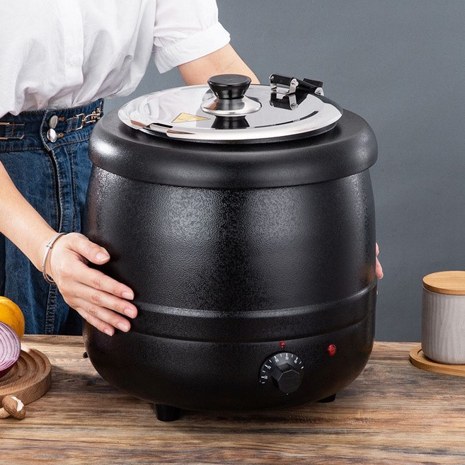 전기 국통 스프 보온통 업소용 식당 곰솥 뷔페 대용량 10L, 10L 블랙, 1개