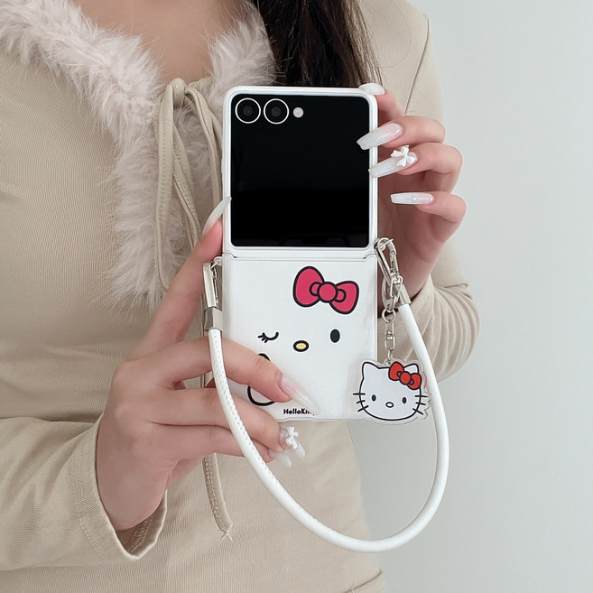 아펙시움 핸드폰케이스 갤럭시 z플립5 z플립6 z플립7 낙상 방지 팔찌 케이스 귀여운 고양이