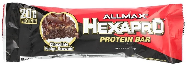 올맥스 ALLMAX Hexapro™ Protein Bar Chocolate Fudge Brownie 1.9 oz 53 g, ALLMAX 올맥스 Hexapro™ 프로틴바 초콜릿 퍼, 1개, 53g - 쿠팡
