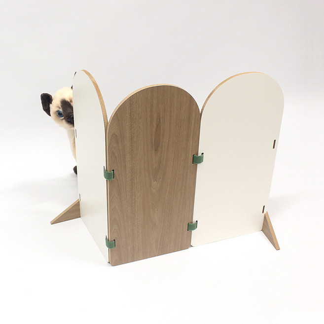 다빈 아치형 LPM코팅 팻파티션 3P 화이트&무늬목, 1개