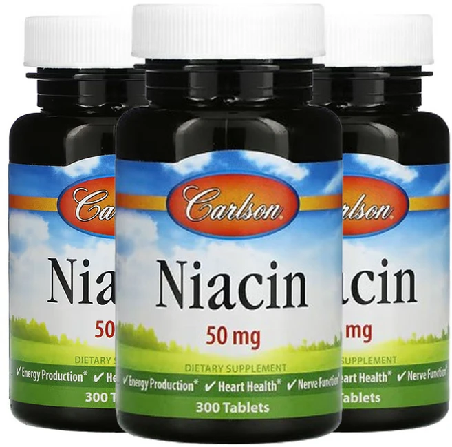 2+1 칼슨랩스 비타민 B 비 니아신 나이아신 50mg 300정 니코틴산 함유 3개, 3팩 - 쿠팡