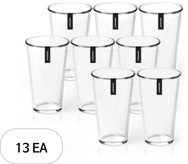 글라스락 내열강화 샤이닝 유리 텀블러 8p, 13개, 380ml, 투명