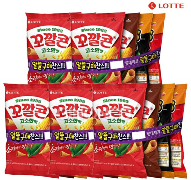 롯데 꼬깔콘 치토스 4번들 188g 옥수수 과자 스낵 무배, 5개