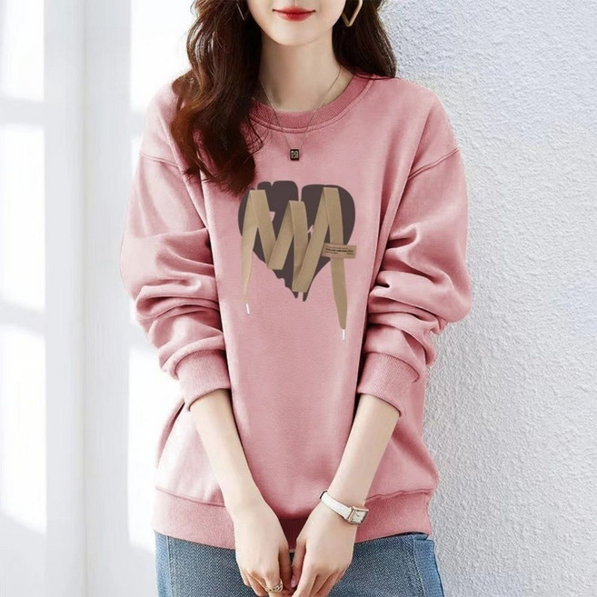 오스틱니 2026 여성 초특가 봄가을 빅사이즈 심플한 날염 일상 캐주얼 외출용 간절기 긴팔 맨투맨