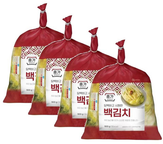 종가 담백하고 시원한 백김치, 4개, 900g