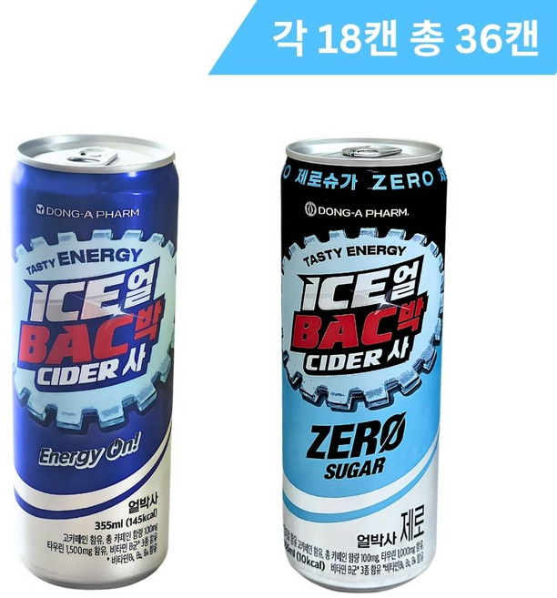 동아제약 얼박사 18개 + 얼박사 제로 18개 대용량 캔, 36개, 355ml