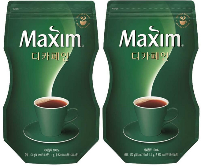 맥심 디카페인 커피 리필형 170g 2개