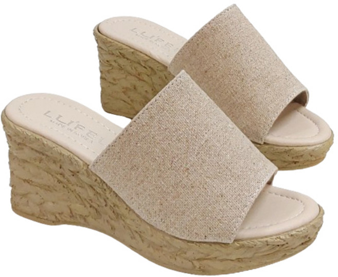 아나이스 린넨 웨지 슬리퍼힐