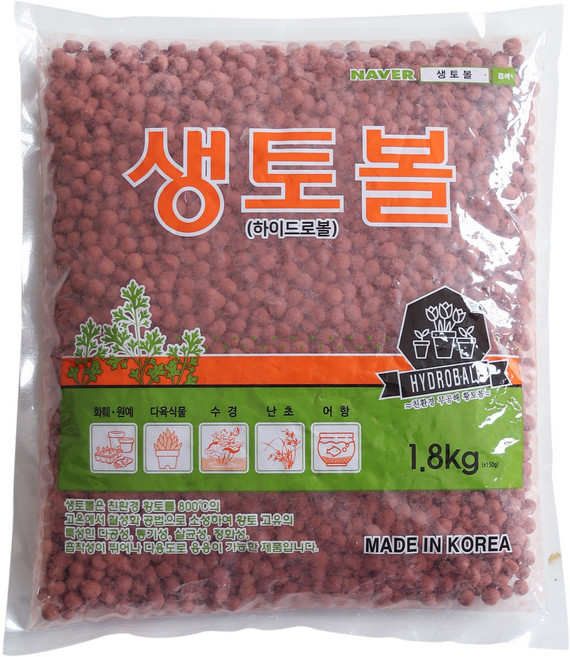 국내산 친환경 황토볼 생토볼 원예 수경재배 수족관 다용도제품, 1개, 1.8kg