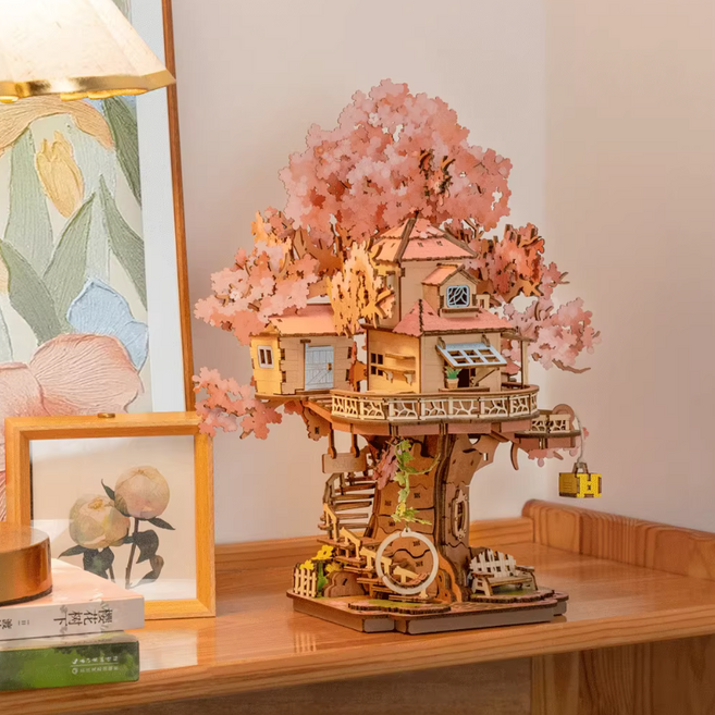 ROBOTIME 미니어처 벚꽃 하우스 선물 로라이프 미니어쳐 rolife 3D DIY 조립 로보타임 입체, 벚꽃나무집