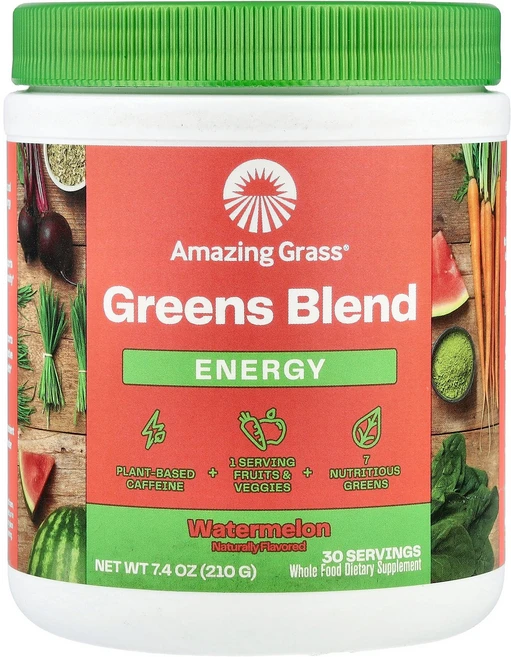 Amazing Grass Greens Blend Energy Watermelon 7.4 oz 210 g, 1개 - 쿠팡