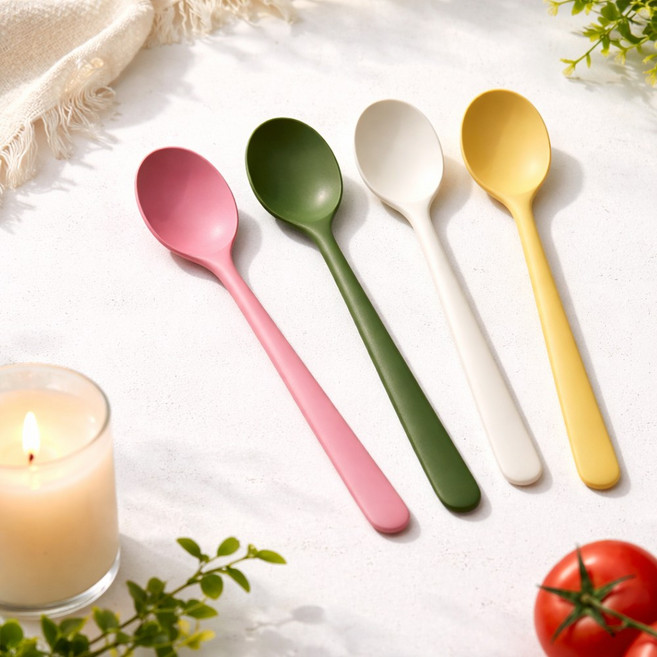 민아루 파스텔 실리콘 요리스푼 24cm, 그린, 1개