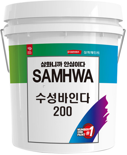 수성바인다200 삼화페인트 시멘트프라이머 콘크리트 몰탈 석고프라이머 내외부용 수성 프라이머, 18L, 1개