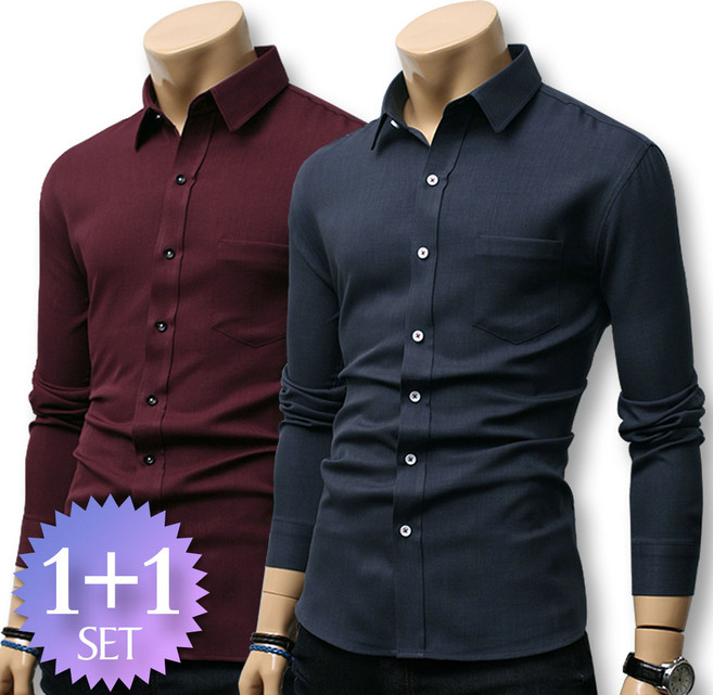 블루포스 안느비 긴팔 남자 남방 1+1세트 [2장 묶음] 구김 없는 남성 셔츠 [국내생산]