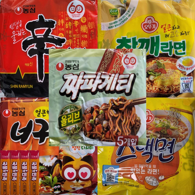 송라면 인기라면 5종 혼합세트 봉지라면 골라담기 농심오뚜기 신라면4 +오두기참깨라면4 + 올리브 짜파게티4 + 너구리4 + 스낵면4