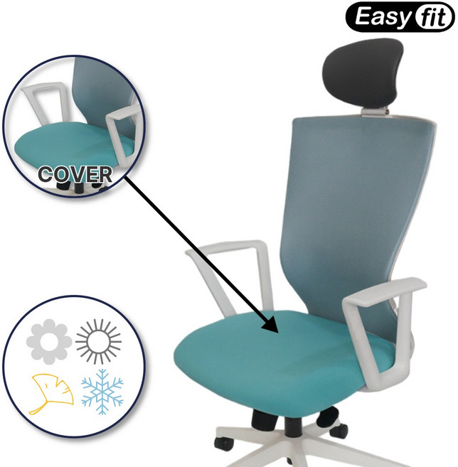 시디즈 듀오백 의자 호환용 좌판 커버 사무실 책상 의자 시트 보호 덮개 리폼 천갈이, 민트