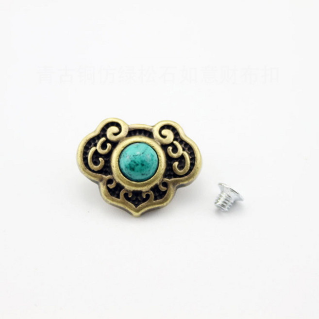 5Pcs 1520mm 빈티지 장식 지갑 가죽 공예 액세서리 Conchos DIY 스크류 백 버클, 06 Gold green