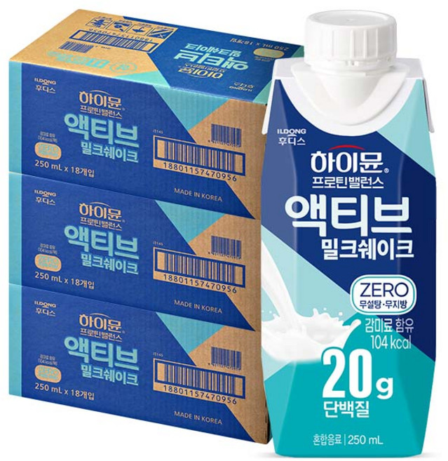 하이뮨 프로틴 밸런스 액티브 밀크쉐이크 ZERO, 250ml, 54개