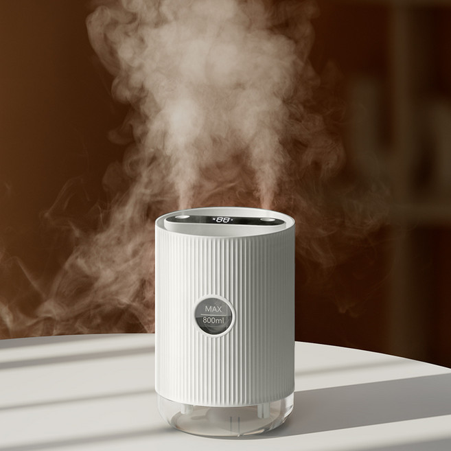 돌아라 이중 분사 가습 무선 충전식 초음파 가습기 무드등 무소음 800ml, 흰색, 화이트, Y01
