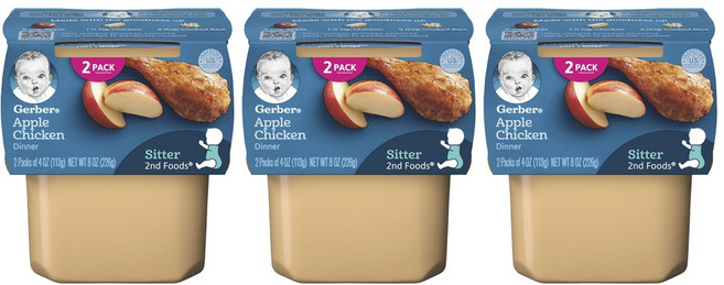 거버 디너 어린이 과일퓨레 113g, 사과 + 치킨(Apple + Chicken), 6개