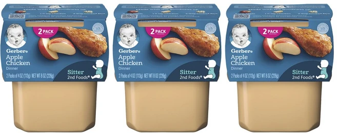 거버 디너 어린이 과일퓨레 113g, 사과 + 치킨(Apple + Chicken), 6개 - 쿠팡