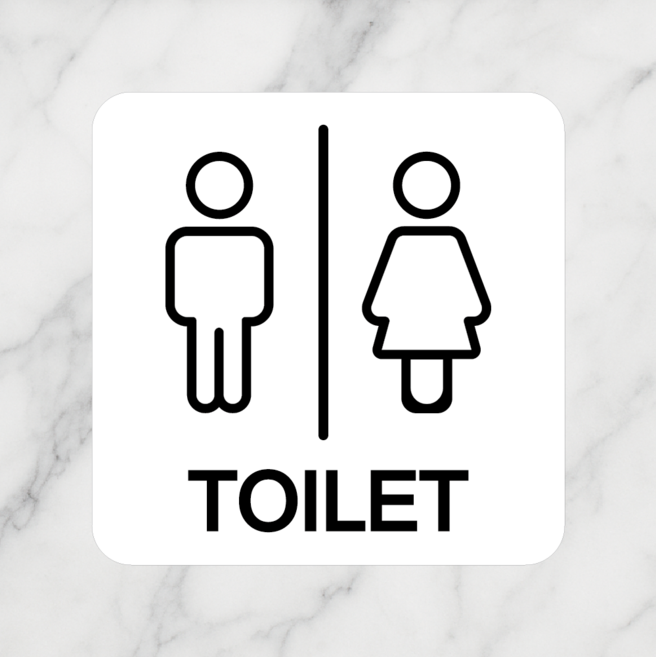 연스튜디오 공용 화장실 안내 표지판 18cm 부착형 1개, 화이트