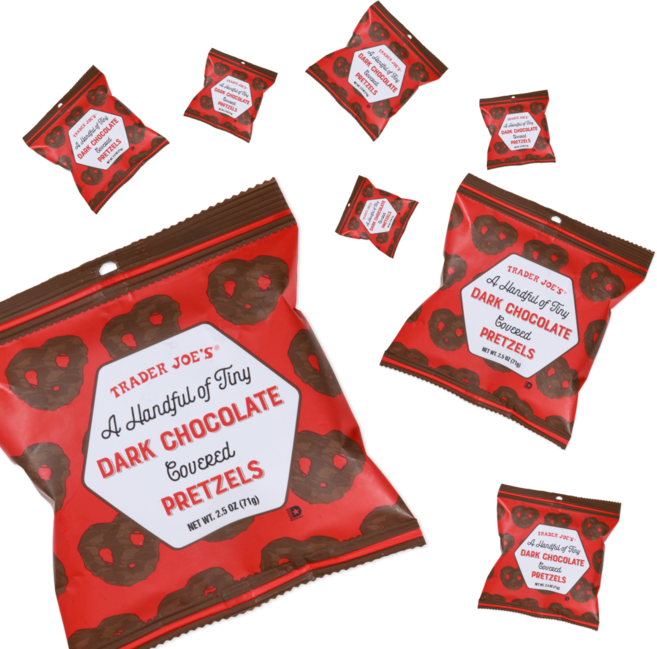 트레이더조 핸드플 오브 타이니 다크 초콜릿 미니 프레첼, 8개, 71g