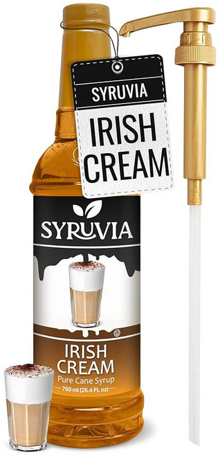 시루비아 석류 시럽 음료 칵테일 레몬에이드 아이스 티 디저트용 향료 시럽 - 25.4온스 펌프 포함, Irish Cream, 25.4 Fl Oz (Pack of 1), 1개
