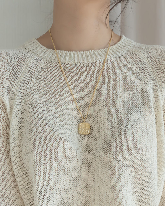 모두디자이너 실버925 러프 주화 사각 코인 1.9 데일리 롱 목걸이 09