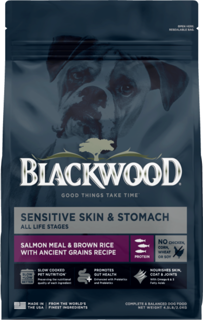 BLACKWOOD 成犬活力配方 雞肉+糙米 狗飼料, 1個, 腸胃保健24磅(限宅配), 11L, 鮭魚