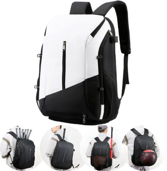 조이블리 다용도 축구 농구 배드민턴 테니스 스포츠 방수 백팩 가방, JB화이트블랙, 1개