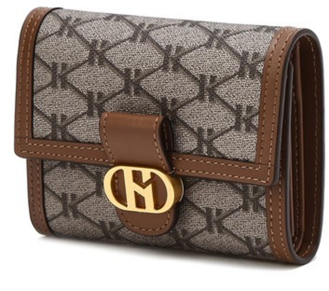 헤지스 여성용 헤리아토 시그니처 패턴 가죽 반지갑