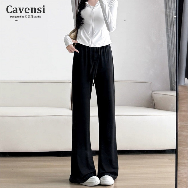 【Cavensi】夏天降溫必備冰絲防曬喇叭褲 加大微喇褲 休閒涼感長褲女