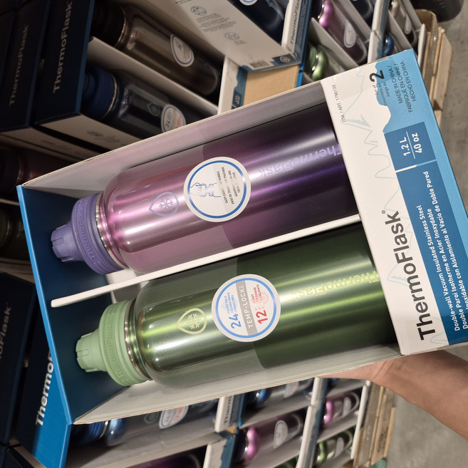 (New 25년 출시) 써모플라스크 ThermoFlask 1.2L 보온 보냉병 텀블러 보온병, 1세트, 그린,퍼플