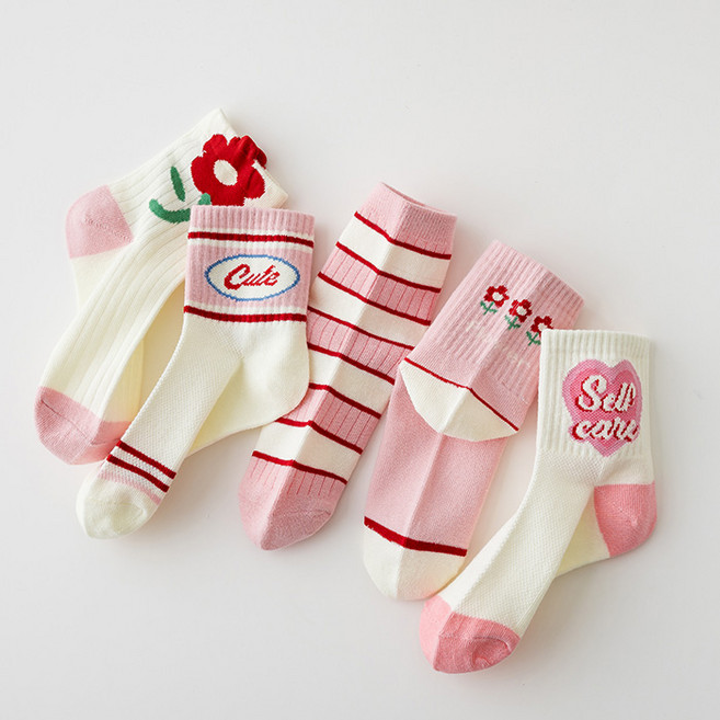 슈가앤 주니어 여아용 NE 소프트 양말 5켤레 세트 아동 초등 양말