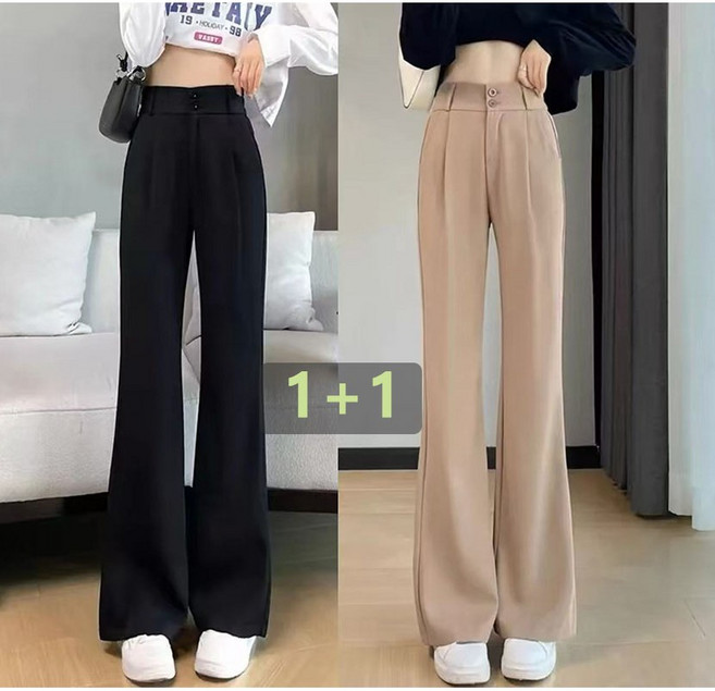 MAKABORO 1+1 여성 부츠컷 팬츠 날씬해 보이는 하이웨스트 통근 정장바지 데일리룩