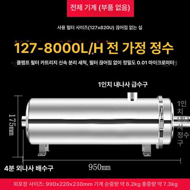 지하수철분여과기 불순물 정수기 수도관 연수기 순환 이물질 수돗물 여과기 석회석 정화 녹물, 1개, 기본 색상