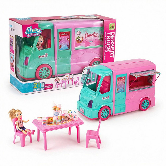 토요요 어린이 여아 장난감 키즈 역할놀이 소꿉놀이 여행놀이 플레이 세트 인형 완구 BY-WW1, 1세트, 푸드트럭 역할놀이