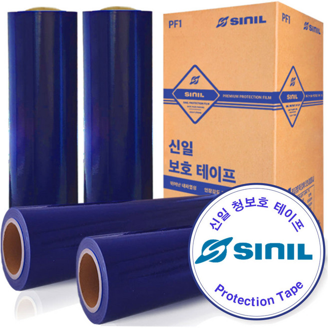 신일패키징 청보호테이프 청보호필름 폭500mm 4롤 청랩, 1박스, 청색