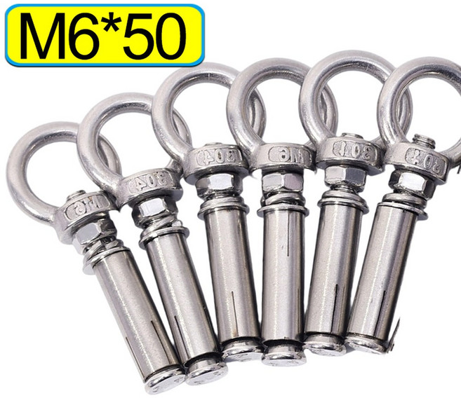 헤비 듀티 볼트 M6 스테인리스 스틸 확장 앵커 슬리브 세트 콘크리트 벽 고정 장치 정원 걸이 고리 하드웨어 키트, [03] 5PCS, [05] M6x50