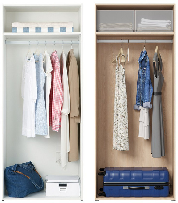 한샘 샘베딩 드레스룸 80cm(높이 194cm) 1단행거형 2종, B:라이트오크(B)