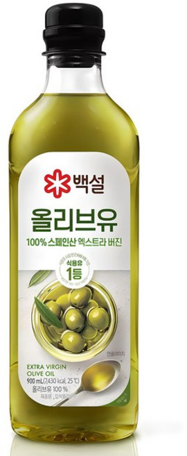 백설 엑스트라버진 압착 올리브유, 900ml, 1개
