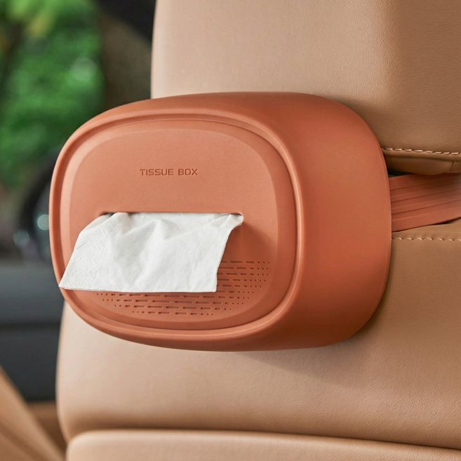 KOICHE 차량용 실리콘 티슈 케이스 선바이저 휴지케이스, 1개, 브라운