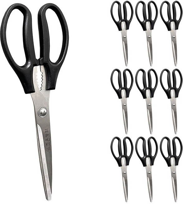 루키주방 업소용가위 주방 고기 식가위, 10개, 검정