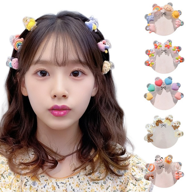 [HANNAL] 미니 투명 귀여운 캐릭터 헤어핀 6p세트